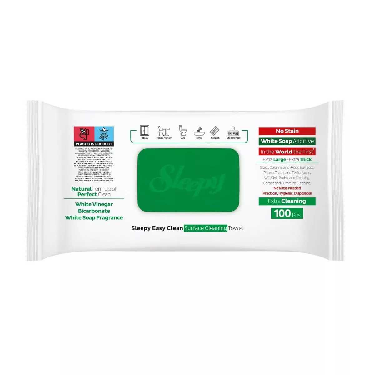 Sleepy Easy Clean Oberflachenreinigungstuch weiser Essig Backpulver und weiser Seifenduft hinzugefugt 600 Stuck 6 Packungen mit 100 2