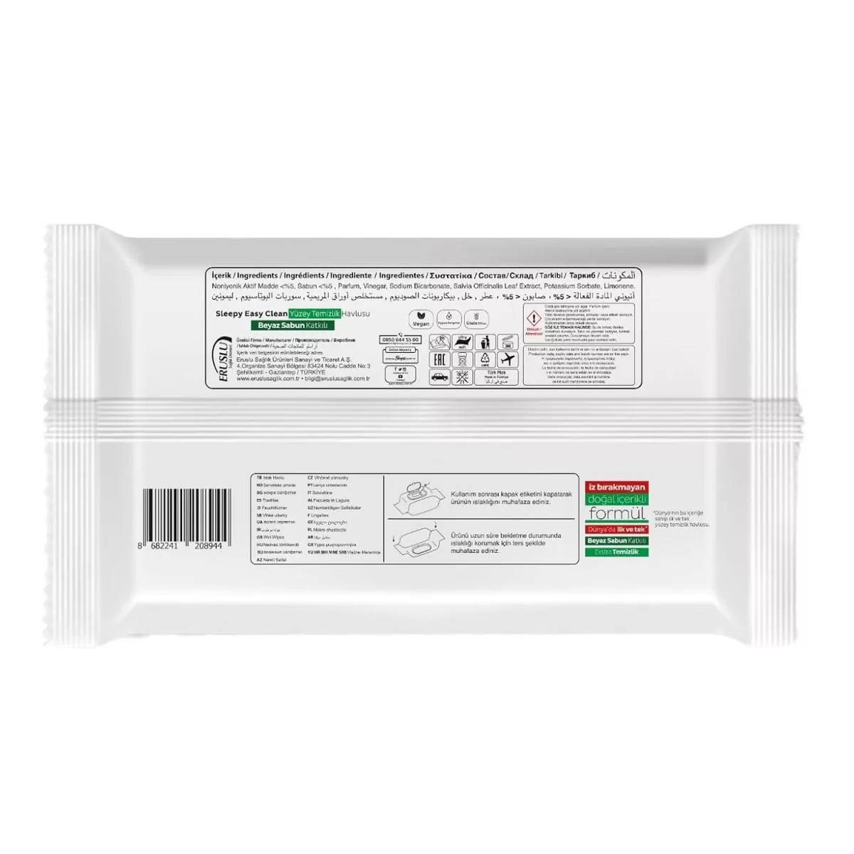 Sleepy Easy Clean Oberflachenreinigungstuch weiser Essig Backpulver und weiser Seifenduft hinzugefugt 600 Stuck 6 Packungen mit 100 4
